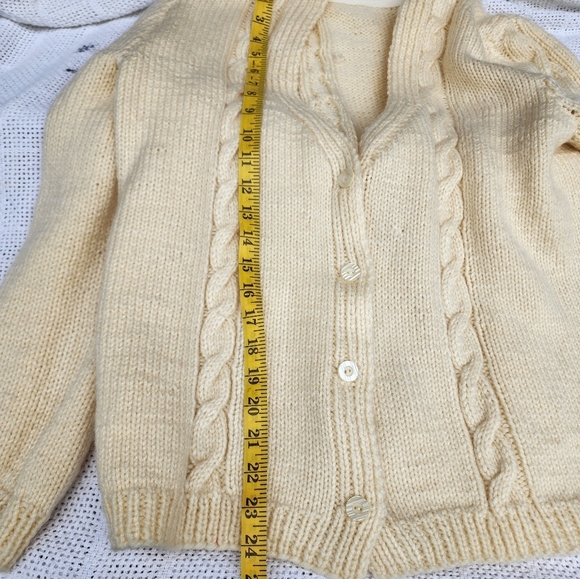 Vintage‎ Handmade Cream Cable sweater XL /14 -16 - Picture 12 of 13